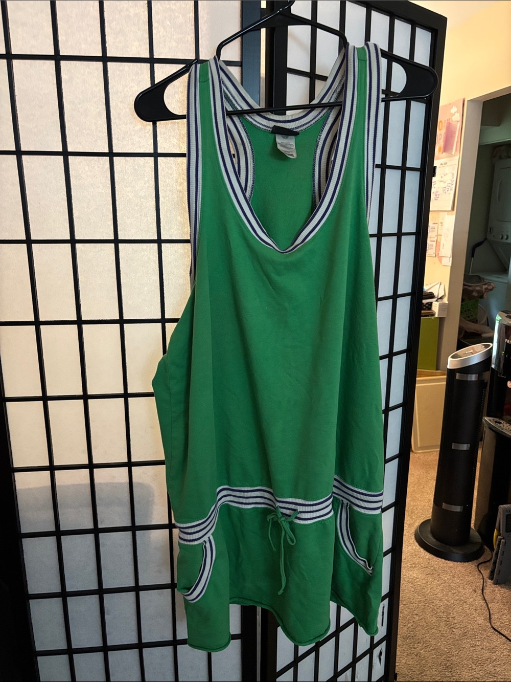 Joe Boxer Green Tank with Navy and White Striped Trim